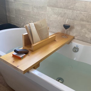 Wood Bathtub Tray  Bath Shelf mossartbyrishstudio