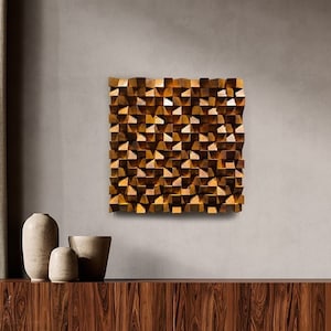 Acoustic Panel 3D Wood Wall Art, Wooden Wall Decor, Sound Diffuser, Wood Wall Sculpture, Ready To Hang Wall Decor, Pine Wood Blocks Wall Art