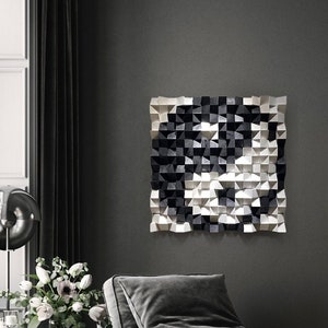 Ying Yang Wood Wall Art, Painting Wood Wall Art, Square Wall Art, Wall Decor, Wood Wall Hanging, Housewarming Gift, Office Decor, mosaic art
