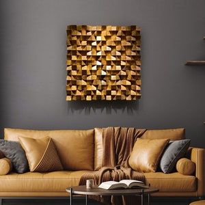 acoustic panel, 3d wall paneling, DIY wall décor wooden tiles, seamless appearance accent wall, wooden cube block