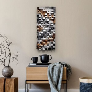 Vertical Gold and Silver Wall Decor, Oversized Wall Decor, Wooden Wall