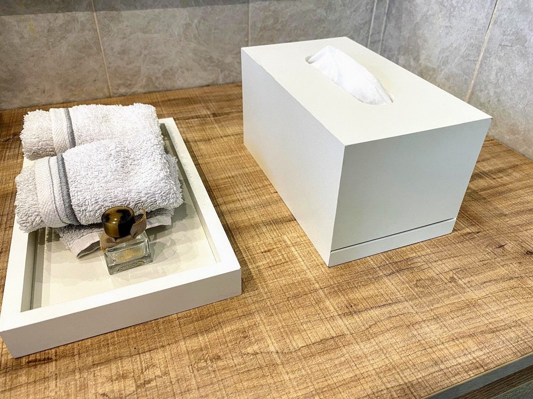 White Bathroom Tray Wooden Tray for Towels Rectangular Tray Etsy