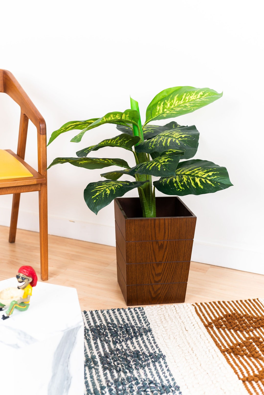 Modern Wooden Planter Indoor Plant Pot Cover Oak Wood Etsy