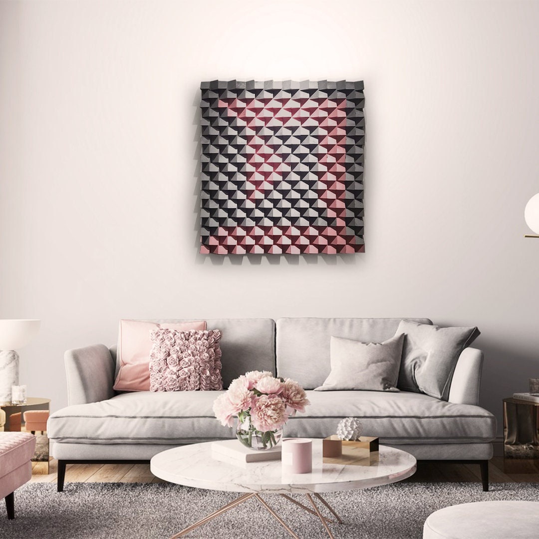 Pink and Gray Wall Decor Acoustic Wood Panel 3D Wood Wall Etsy
