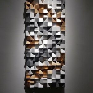 Vertical Gold and Silver Wall Decor, Oversized Wall Decor, Wooden Wall