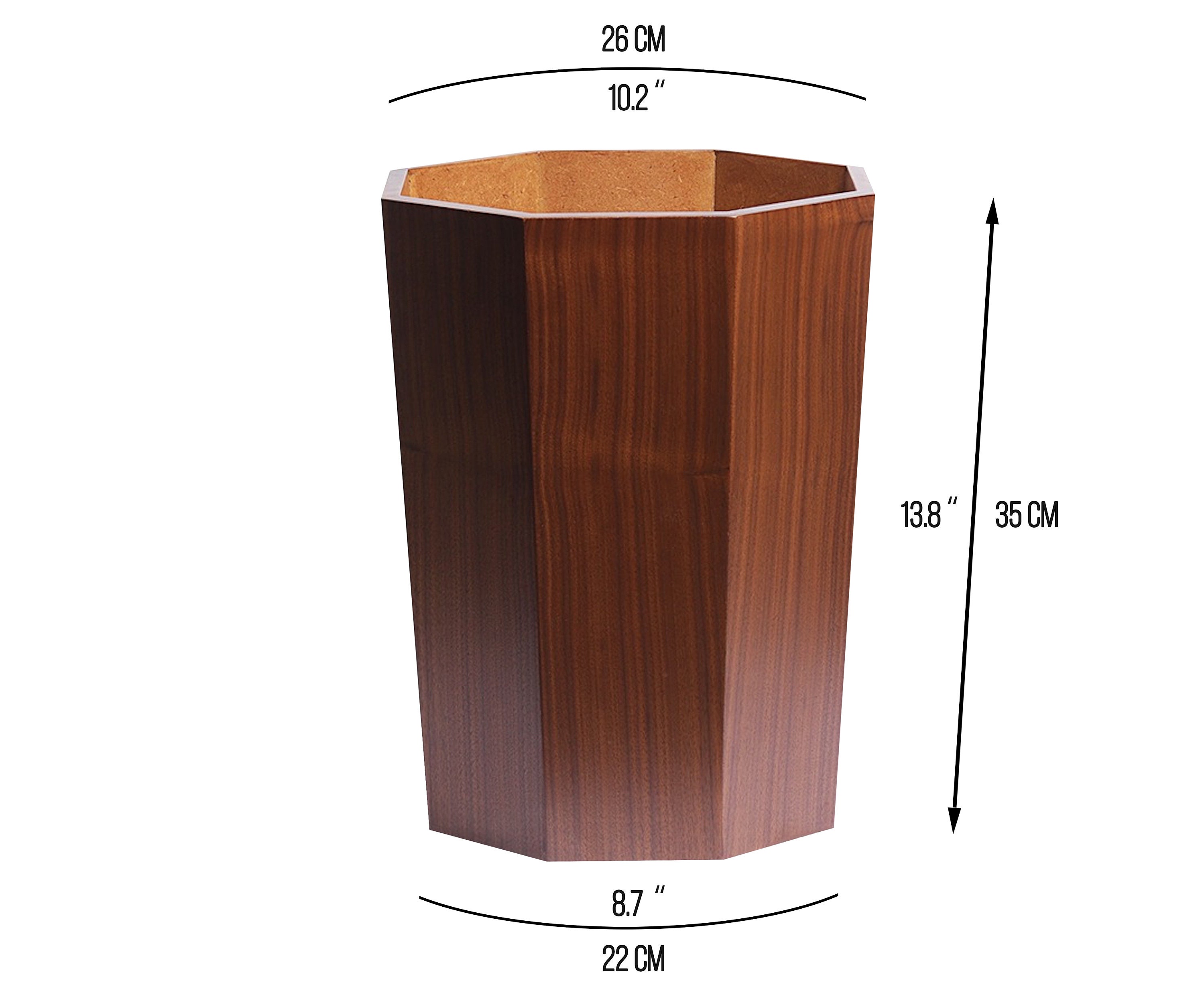 Octagon Trash Can Modern Wood Trash Bin Walnut Brown Garbage Etsy