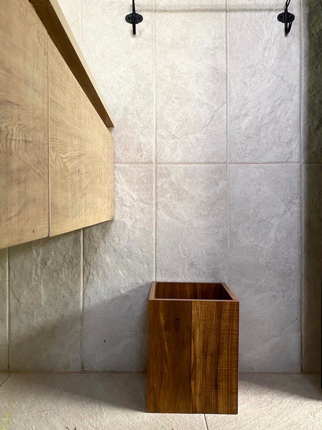 Wooden Trash Bin Rectangular Wood Garbage Bin Minimalist Etsy