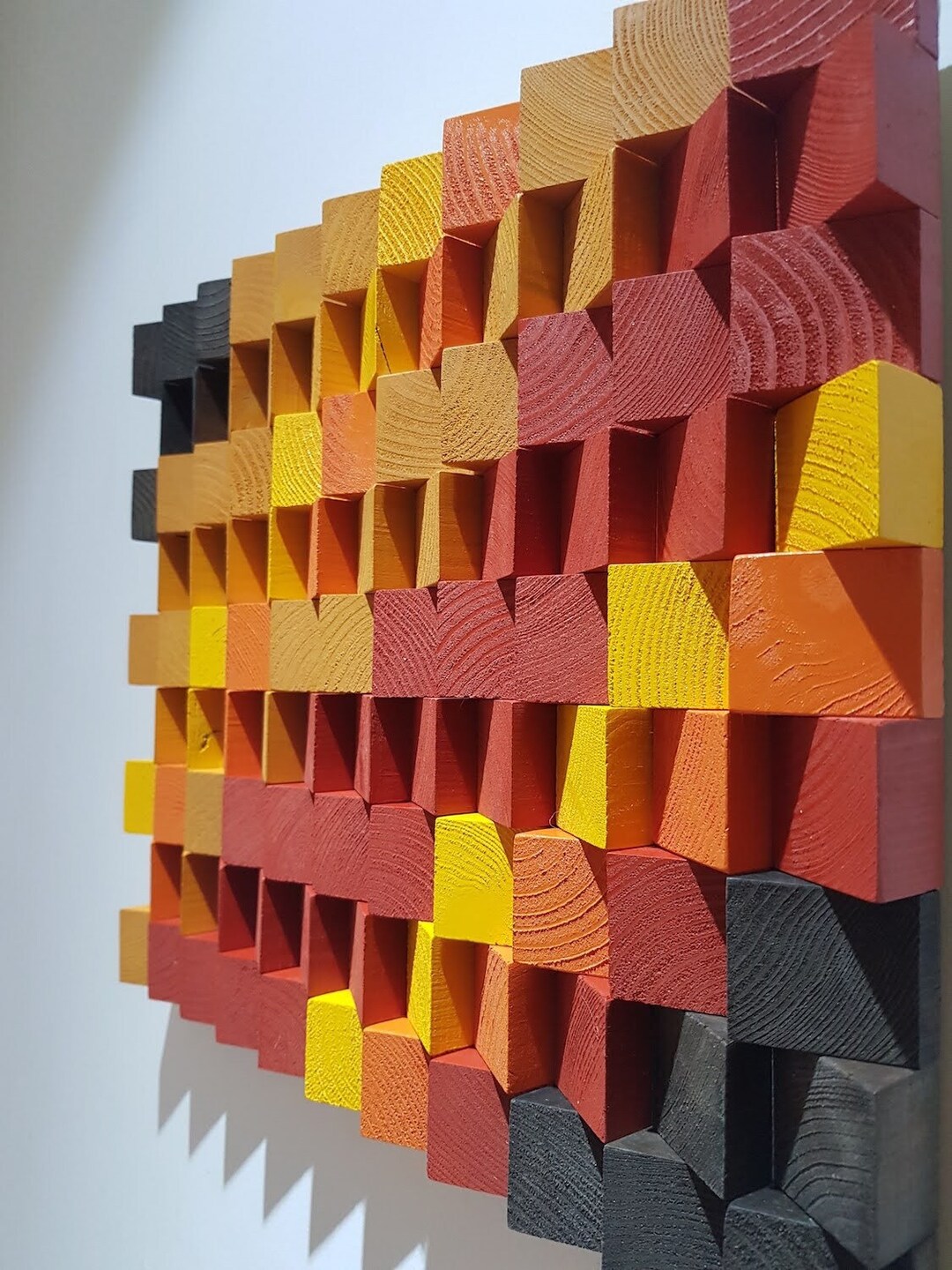 Colorful Reclaimed Wood Wall Art Wooden Sound Diffusor Modern Wood Wall ...