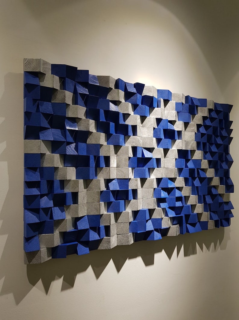 Large Geometric 3D Wall Art, Textured Wall Mosaic Sculptures