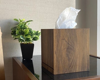 Tissue box cover 13x13 cms - Walnut Brown - wooden