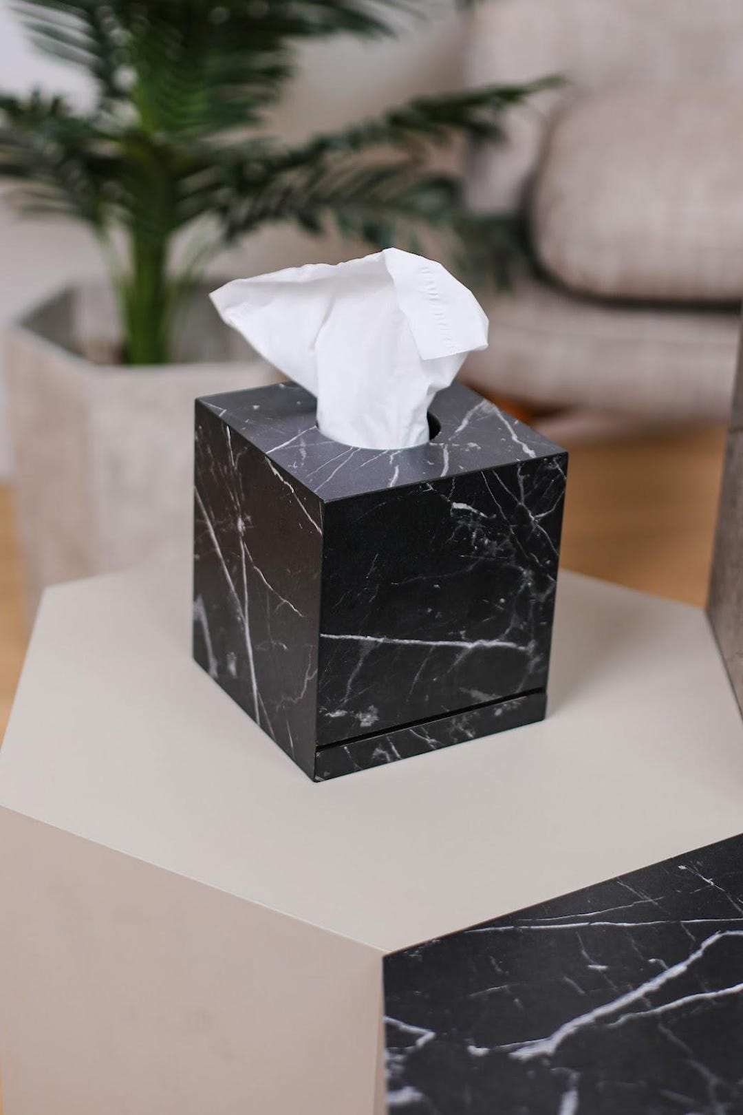 Marble Square Tissue Box | Elegant Cube Tissue Holder | Box for Tissues ...