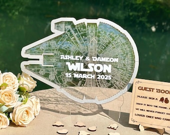 Clear wedding guest book alternative,Millennium falcon wedding guestbook,Wedding couple gift,Clear guestbook,Acrylic drop box guest book
