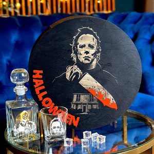 Michael Myers Whiskey Set Halloween Themed Whiskey Gift Box Horror Whiskey Glasses Set Scary Drinkware Unique Whiskey Gift