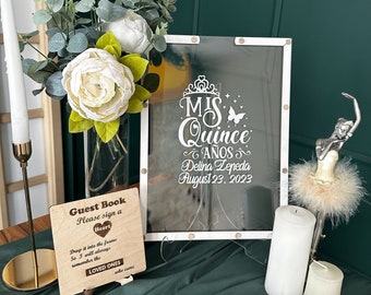 Alternativa al libro degli ospiti per il compleanno di Mis Quince Anos, libro degli ospiti per i dolci 15, regalo per Quinceanera, libro degli ospiti in acrilico per Quinceanera