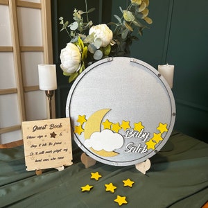 Moon and stars baby shower guest book alternative, 1st Birthday guest book, Twinkle twinkle little star, Baby memory book, Baby shower gift