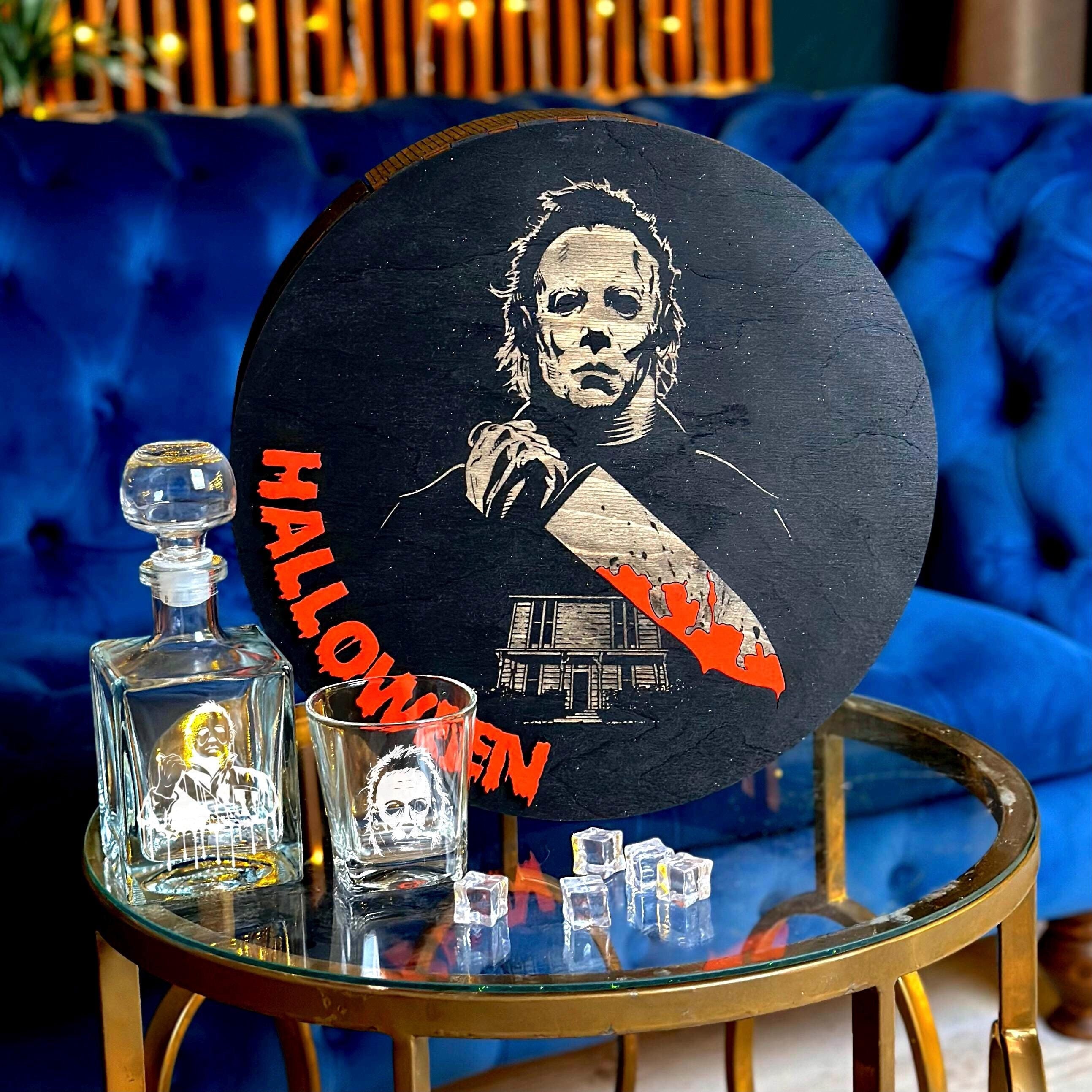 Michael Myers Whiskey Set Halloween Themed Whiskey Gift Box Horror Whiskey Glasses Set Scary Drinkware Unique Whiskey Gift