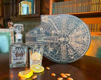 Christmas whiskey decanter set gift,birthday gift for man,Millennium Falcon whiskey glass set,Christmas decanter glass set