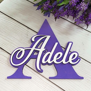 Signo de nombre de madera de la guardería, decoración de la guardería de la niña, nombre de la madera del vivero personalizado, signos del nombre del bebé, decoración de la habitación de la guardería, signo del nombre del niño, nombre de la carta de madera