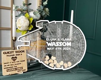 Clear wedding guest book alternative,Millennium falcon wedding guestbook,Wedding couple gift,Clear guestbook,Acrylic drop box guest book