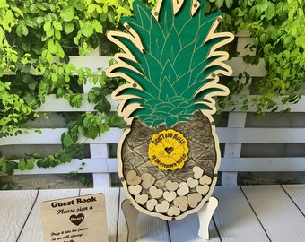 Pineapple wedding guest book alternative, Pineapple drop box, Unique guest book, Tropical guest book, Custom guestbook, Tropical baby shower