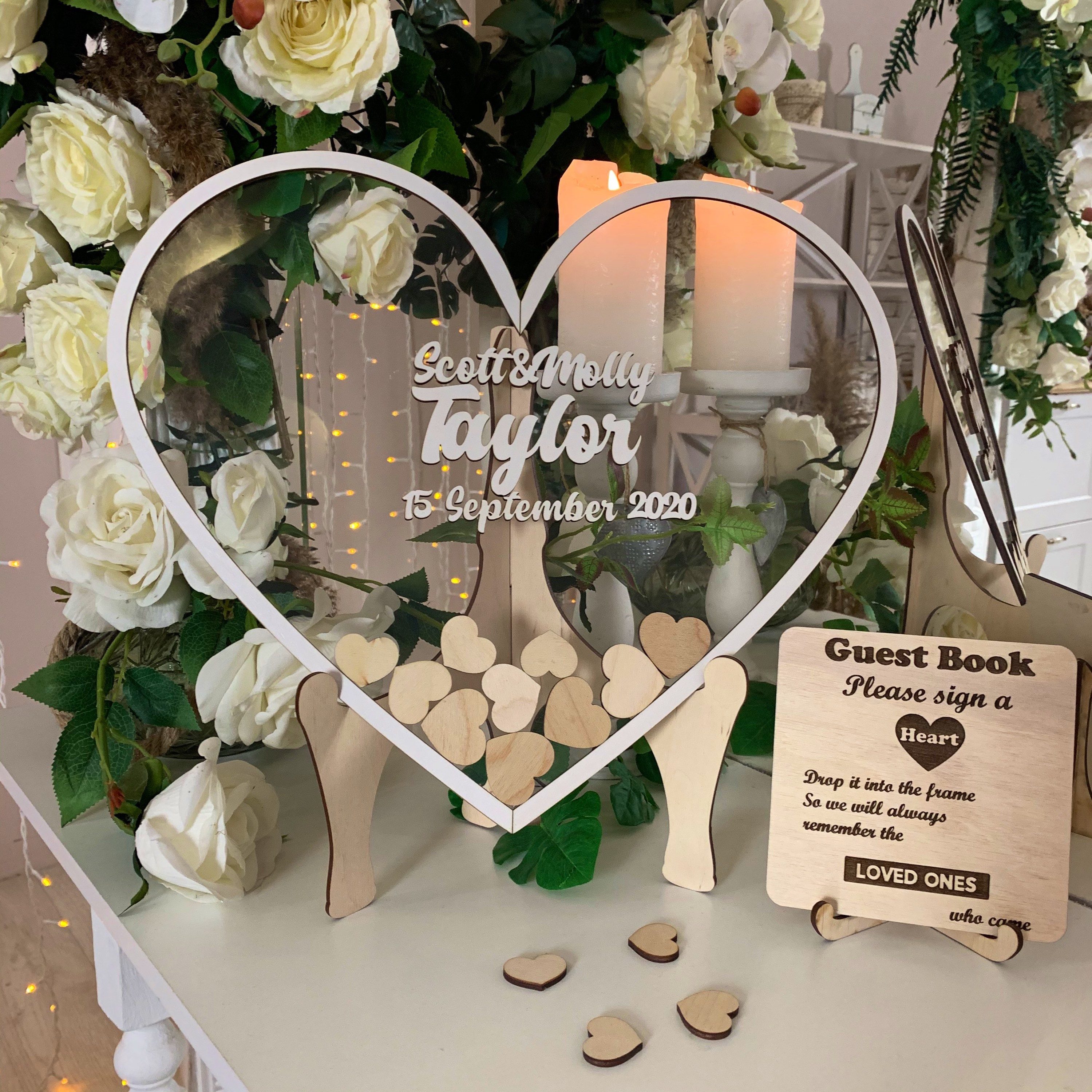 Clear acrylic wedding guest book alternativeHearts guest Etsy