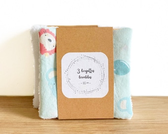 Set of 3 large washable wipes, soft and ecological in bamboo sponge, zero waste to replace your handmade disposable cotton pads France