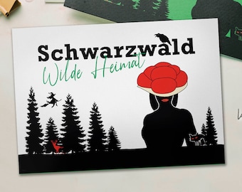 Black Forest card set Wild Home, high quality greeting cards of fine natural paper, Bollenhut and Black Forest girl, cool postcards