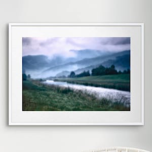 Morning dew - River scenery , art poster for home and office in fine art quality, timeless Black Forest motive for interior
