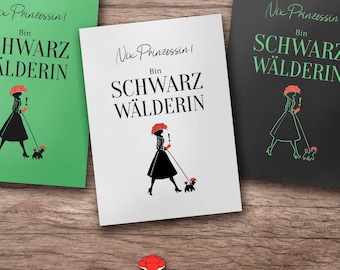 Black Forest card set, high quality greeting cards of fine natural paper, girl and woman power Bollenhut princess postcard decoration