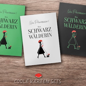 Schwarzwald Karten Set, hochwertige Grußkarten aus edlem Naturpapier, Schwarzwaldmädel Frauenpower Bollenhut Prinzessin Postkarte Deko