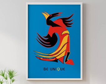 Image smart graphic poster, modern decoration for office in top quality, series BE UNIQUE, cool dinosaur for individual children's room