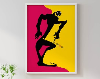 Poster cute graphic series BE UNIQUE, funny image  in top photo quality, individual decoration from office to children's room