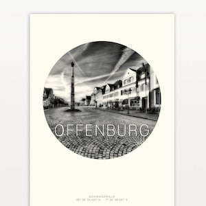Offenburg & Schwarzwald Poster Art, hochwertiger Atelier-Print auf Aquarellpapier, in 4 Varianten wählbar, Kunstdruck für Zuhause und Büro
