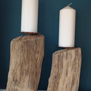 Candle holder from a driftwood trunk 2 variants