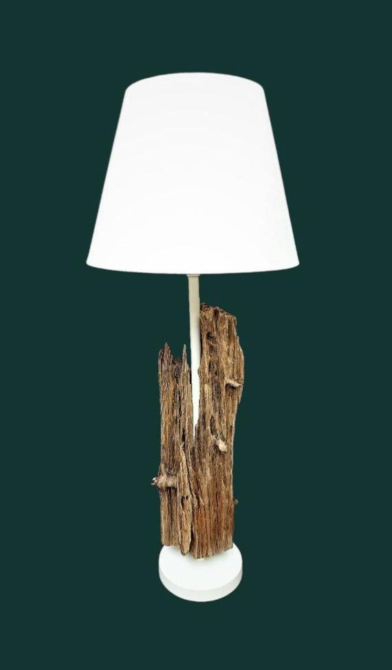 Lampe Artisanale En Bois Flotté Naturel - Unique Et Fait Main