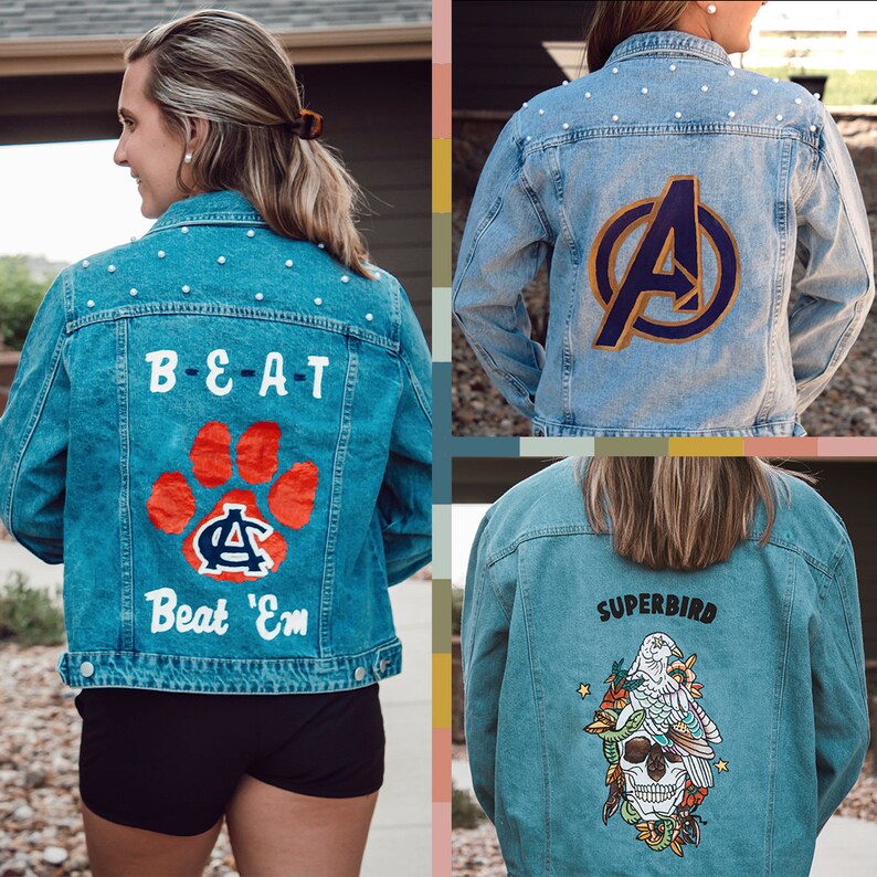 Custom Painted Denim Jacket Etsy