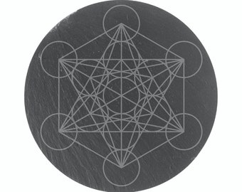 Metatrons Cube Field Crystal Energising - Engraved Slate - Crystal Charging - Cleansing Connecting Crystals
