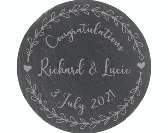 Personalised Slate Coaster - Wedding gift - Save the Date - Graduation gift - House Warming Gift