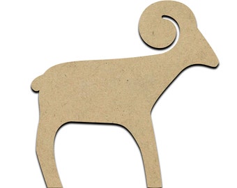 Ram Wood Cut Shape, Unfinished Wooden Laser Cut Shape, Blank Wood Shapes for Crafting, Embellishments