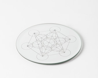 Metatron's Cube - Crystal Charging - Sacred Geometry - Engraved Mirror - Wicca - Pagan - altar tools