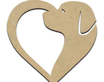 Dog Heart Wood Cut Shape, Unfinished Wooden Laser Cut Shape, Blank Wood Shapes for Crafting, Embellishments