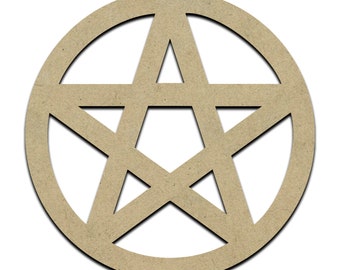Pentacle Wood Cut Shape, Unfinished Wooden Laser Cut Shape, Blank Wood Shapes for Crafting, Embellishments
