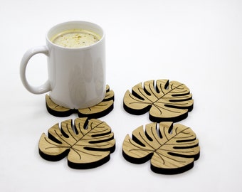 Leaf Coasters - Set of 4 - Novelty coasters - Swiss cheese Plant