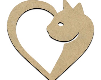 Cat Heart Wood Cut Shape, Unfinished Wooden Laser Cut Shape, Blank Wood Shapes for Crafting, Embellishments