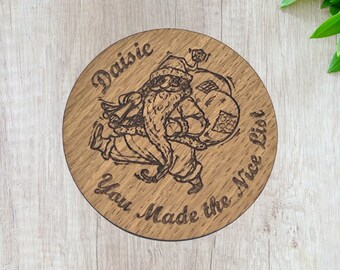 Santa token, motivation button, Christmas gift, nice list,
