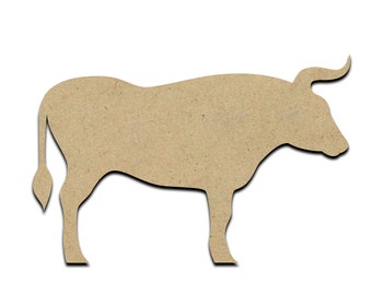 bull Wood Cut Shape, Unfinished Wooden Laser Cut Shape, Blank Wood Shapes for Crafting, Embellishments