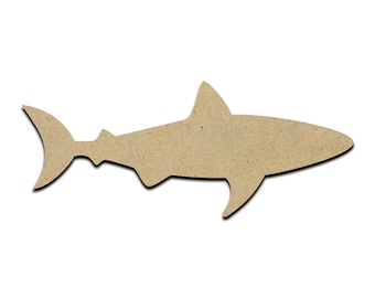 Shark Wood Cut Shape, Unfinished Wooden Laser Cut Shape, Blank Wood Shapes for Crafting, Embellishments