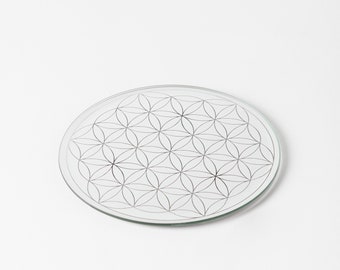 Flower of Life - Crystal Charging - Sacred Geometry - Engraved Mirror - Wicca - Pagan - altar tools