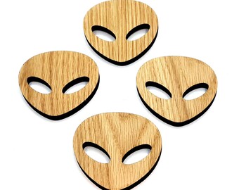 Alien Coasters - Set of 4 - Novelty coasters - ufo - space man -  grey alien