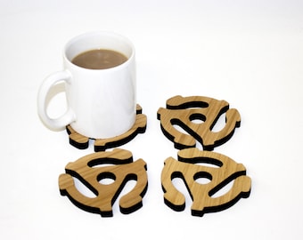 Record Adapter Coasters - Set of 4 - Novelty coasters - Retro Record